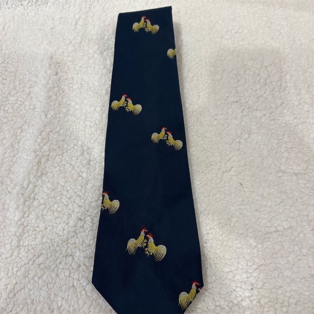 Rivetz of Boston Men's Navy Rooster Animal Print Tie